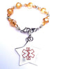 Medical Alert ID - Amber Colored Crystal Bracelet