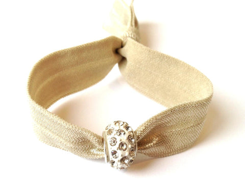 Elastic Bracelet - Beige with White