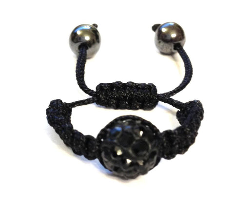 Adjustable Ring - Black with Black Pave Crystal