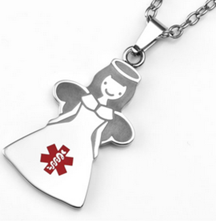 Medical Alert ID - Guardian angel necklace set